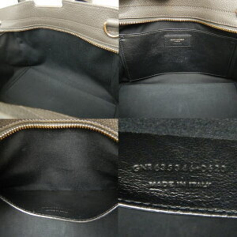 SAINT LAURENT Downtown Cabas handbag grained leather gray - Picture 9 of 9